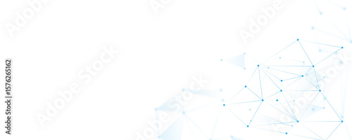 Abstract white blue digital technology futuristic communication high tech concept background. Technology dots lines connect network background.	