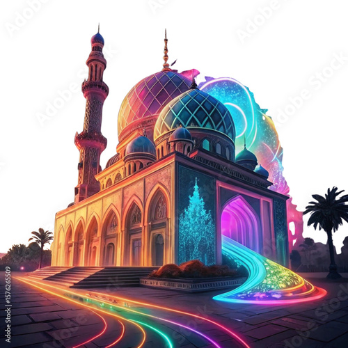 taj mahal at sunset on white background