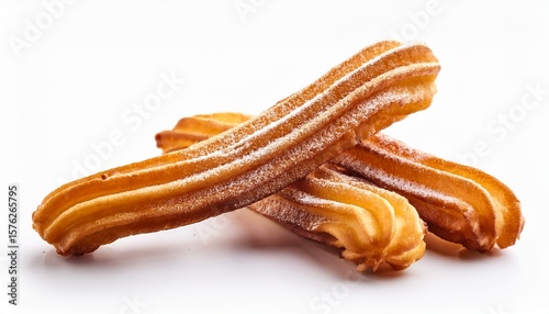 fried churros golden and delicious isolated on white background