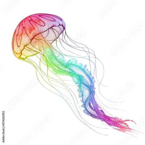 A colorful jellyfish with many colors