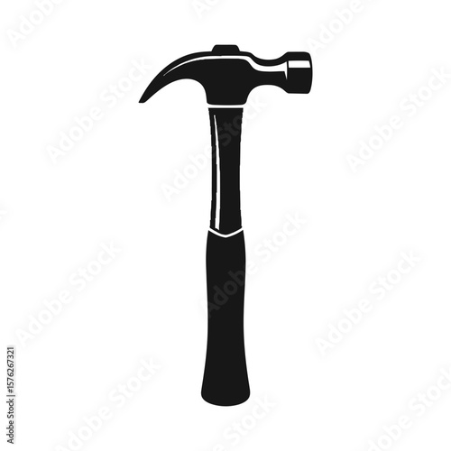 Black silhouette of a claw hammer isolated on white background