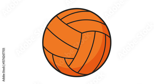 Orange volleyball with textured surface design on white background. Water polo ball  