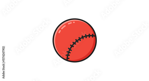 Red Dodgeball with stitching on a white background  