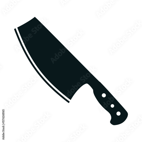 Dark silhouette of a chef s knife isolated on white background