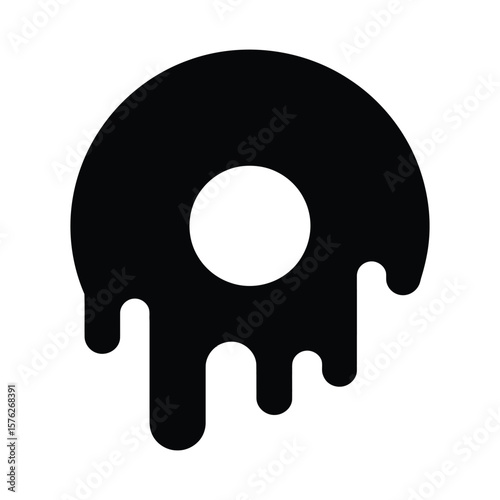 Melting donut silhouette isolated on white background