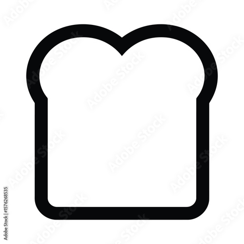 Simple black outline of a slice of bread silhouette isolated on white background