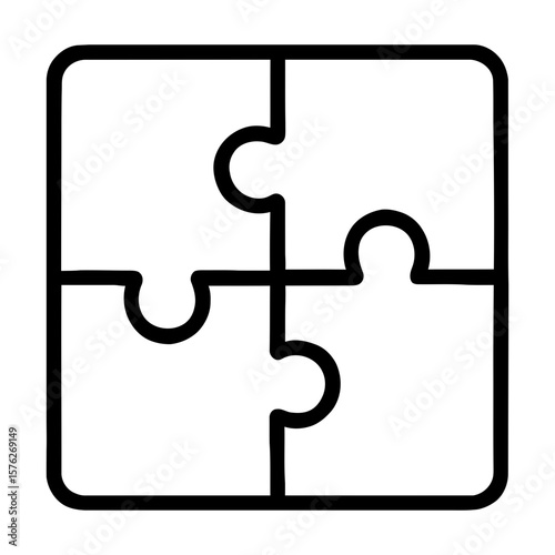 Puzzle Pieces Jigsaw Icon Representing Teamwork and Solution