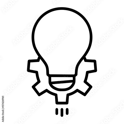 Innovation Icon: Lightbulb and Gear Representing Idea Generation and Technology