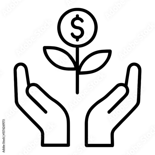 Growth Finance Investment with Dollar Plant in Hand Representing Wealth
