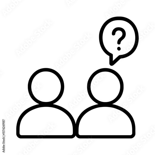 Question Support Icon with People and Speech Bubble
