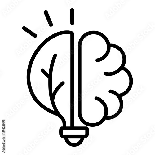 Creative Brain Leaf Nature Icon Representing Innovation and Eco Idea
