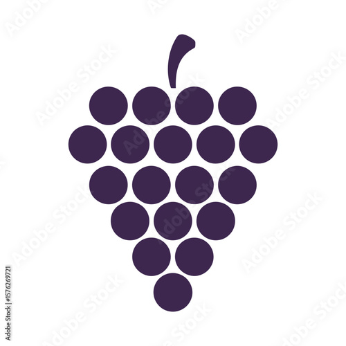 Purple grapes silhouette isolated on white background