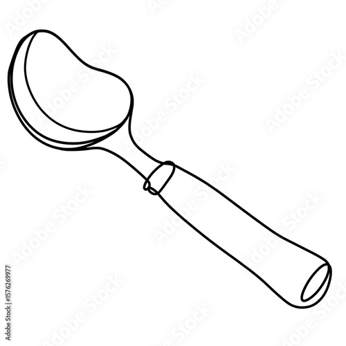Aluminum ice cream scooper one line art drawing 