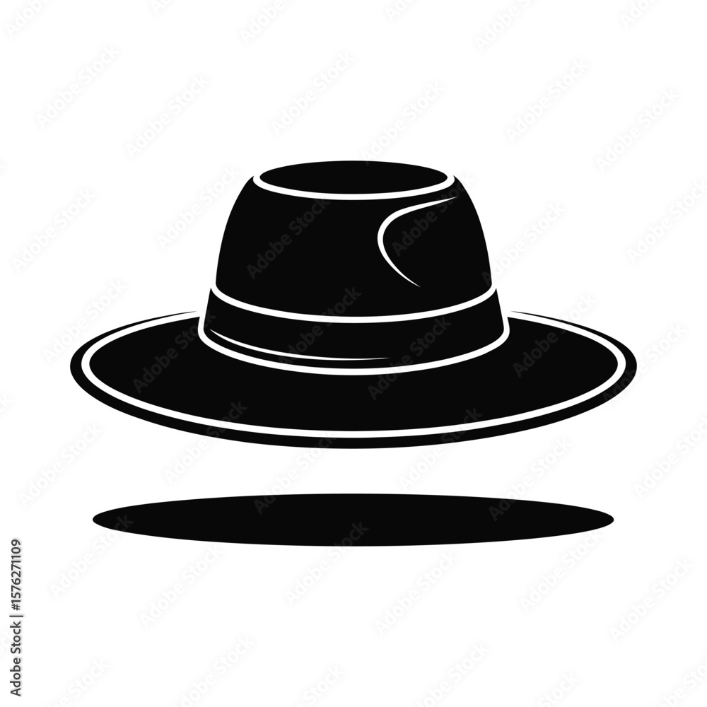 Fototapeta premium Classic fedora hat silhouette isolated on white background