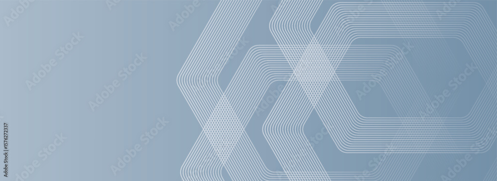 Fototapeta premium Abstract hexagon lines on gray background. Geometric stripe line art design for poster, brochure, cover, website, banner.