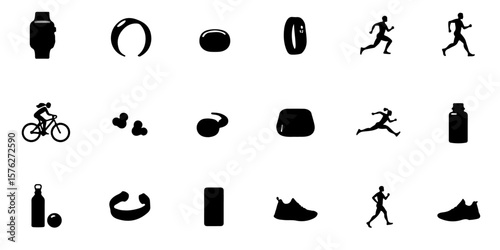 Silhouette Smart Wearables & Digital Health Icon Set