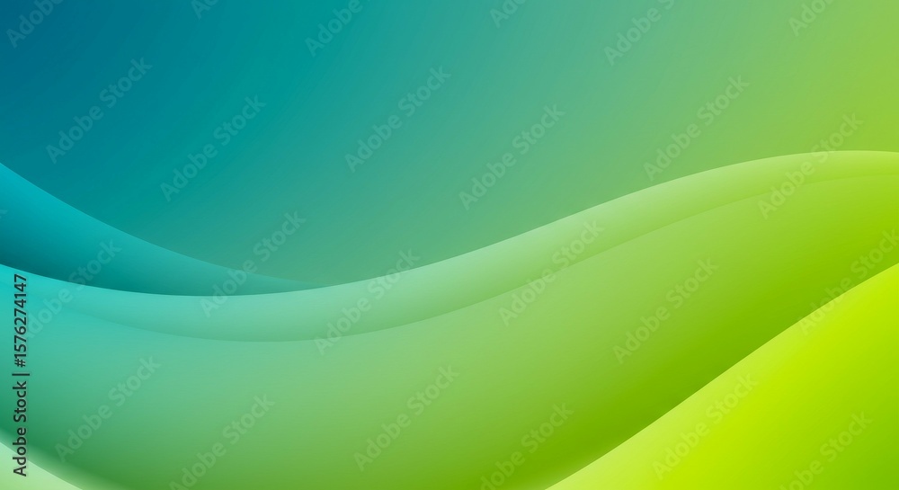 Fototapeta premium Abstract Wavy Background with Green and Blue Gradient Colors