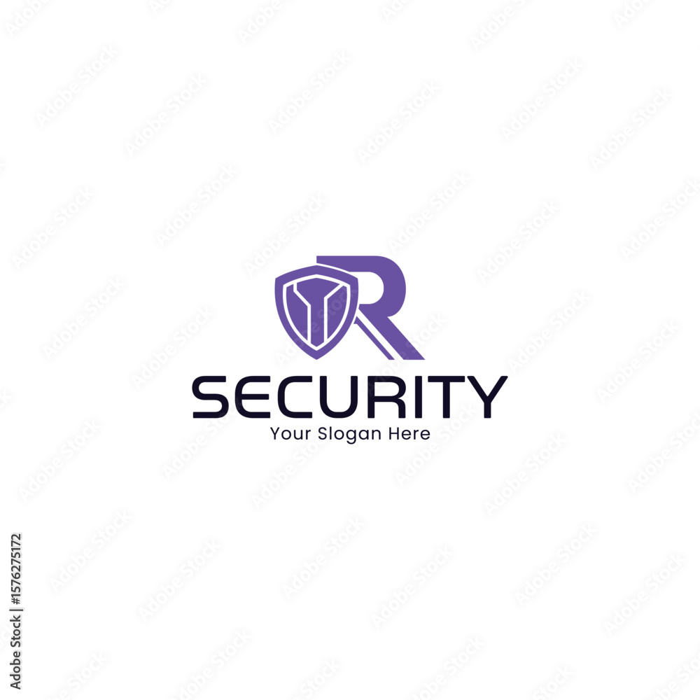 letter r security shield logo, modern brand identity design with tech ...