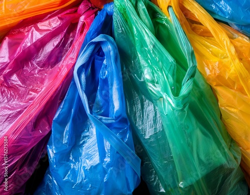 colorful disposable plastic carrier shopping bags background