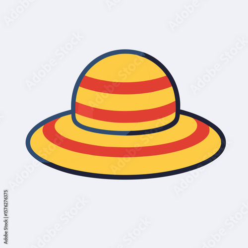Beach hat vector icon in flat style