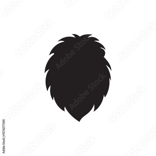 Black lion head silhouette isolated on white background