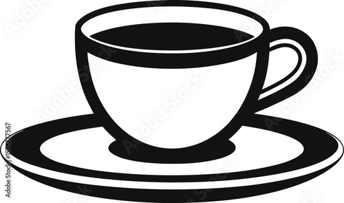 Espresso Cup and Saucer Black and White Icon
