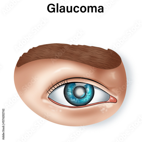 Glaucoma Eye Vector – Intraocular Pressure and Optic Nerve Damage Illustration