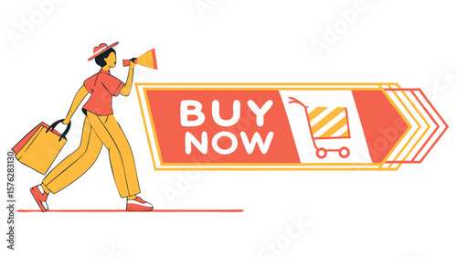 “Buy Now Banner Isolated Vector Illustration”