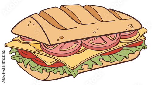 “Delicious Sandwich Vector Illustration Isolated”