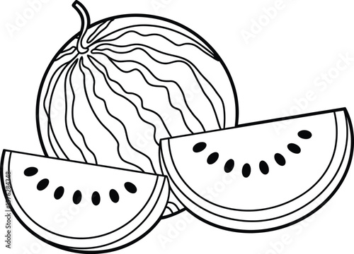 Refreshing Watermelon Slices of Summer Fruit Illustration