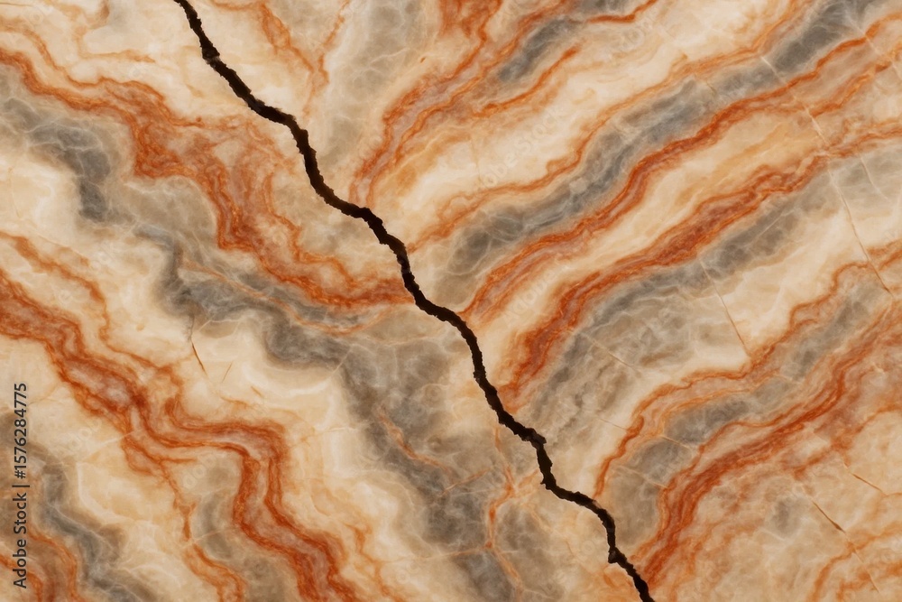 Fototapeta premium The Dance of Orange and Gray Marble Cracks