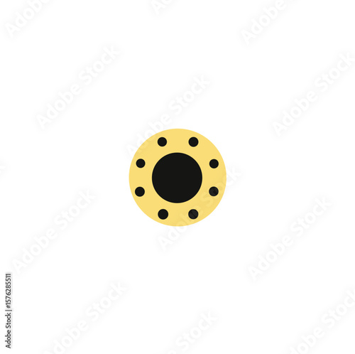 Yellow circular flower center with evenly spaced black dots, forming a stylized modern floral or pollen-inspired symbol.