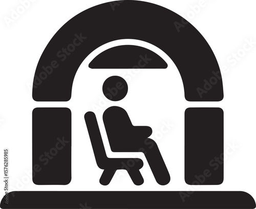 Vector illustration of a black car seat icon or business person symbol