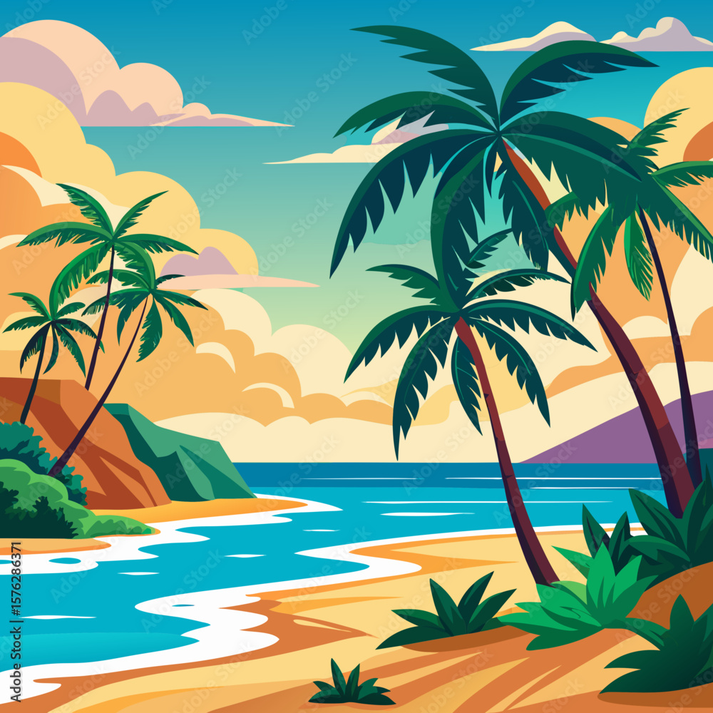Fototapeta premium palm trees on the beach