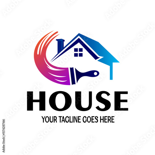 house paint brush logo creative and detailed vector illustration