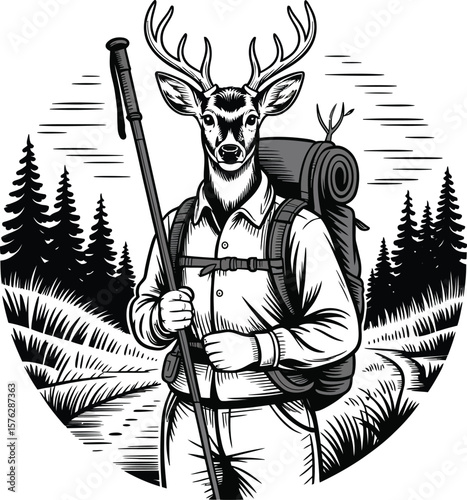 Majestic Deer Hiker Nature's Trailblazer in the Wilderness