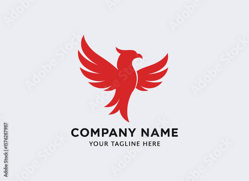 Phoenix Logo Template – Red Winged Bird Vector Emblem