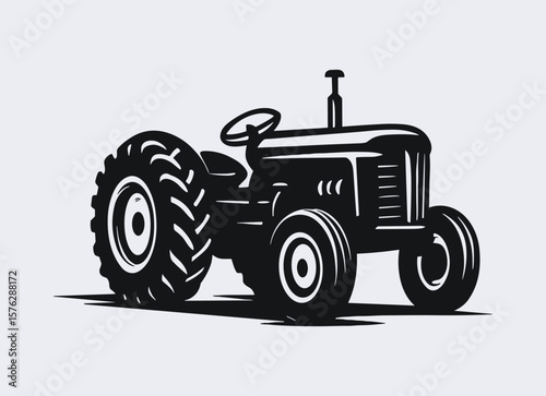 Retro Tractor Logo Template – Vintage Farm Vehicle Vector Emblem