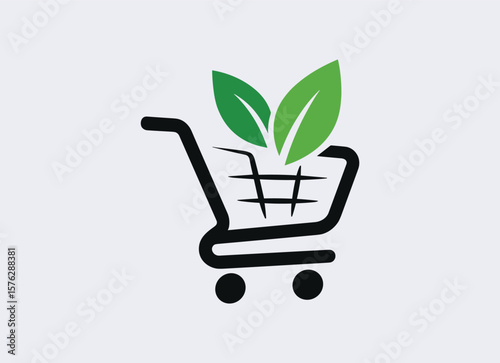 Green Shopping Cart Logo Template – Eco Market Vector Emblem