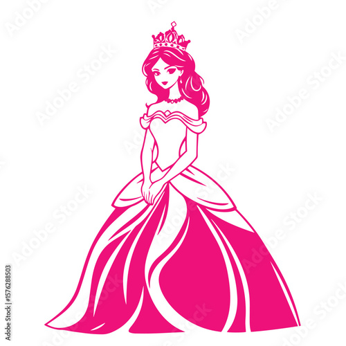 Princess in gown and tiara vector design concept illustration.