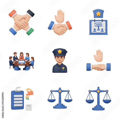 Cartoon Officers, Patrol Cars, Crime Scene Equipment, Safety Signs, Surveillance Icons, Handcuffs, Traffic Tools -Massive 3D Police Clipart Pack & Law Enforcement Accessories Crime Prevention Month   