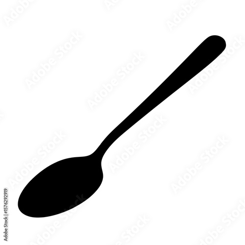 Isolated black spoon on a white background in a studio shot close up view
