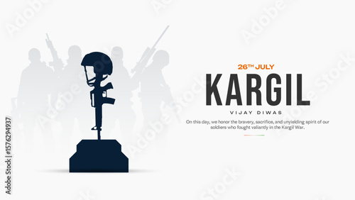 26th July Kargil Vijay Diwas Design Concept With Indian Flag And Army Social Media Post, Web Banner, Print Design