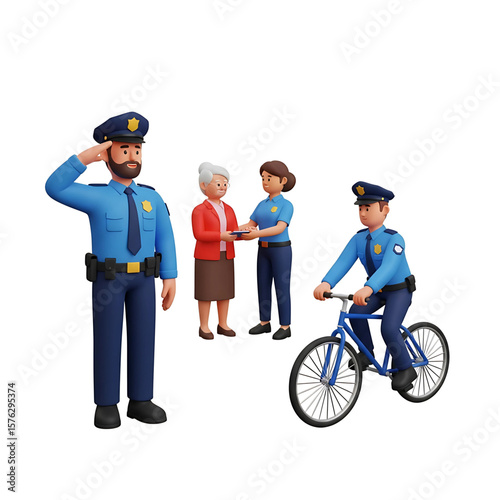 Cartoon Officers, Patrol Cars, Crime Scene Equipment, Safety Signs, Surveillance Icons, Handcuffs, Traffic Tools -Massive 3D Police Clipart Pack & Law Enforcement Accessories Crime Prevention Month   