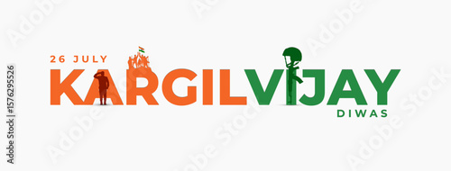 26th July Kargil Vijay Diwas Design Concept With Indian Flag And Army Social Media Post, Web Banner, Print Design