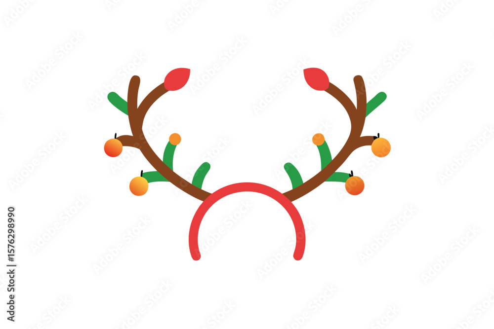 Naklejka premium Reindeer antler headband with Christmas lights festive accessory vector art illustration