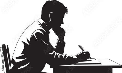 vector illustration of Writer & poet thinking