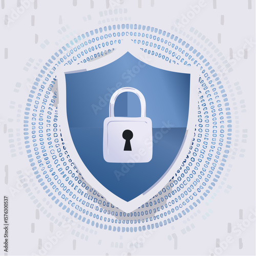 Secure shield emblem showcasing padlock for data protection and privacy, a scalable design for websites, applications, and security-related marketing.