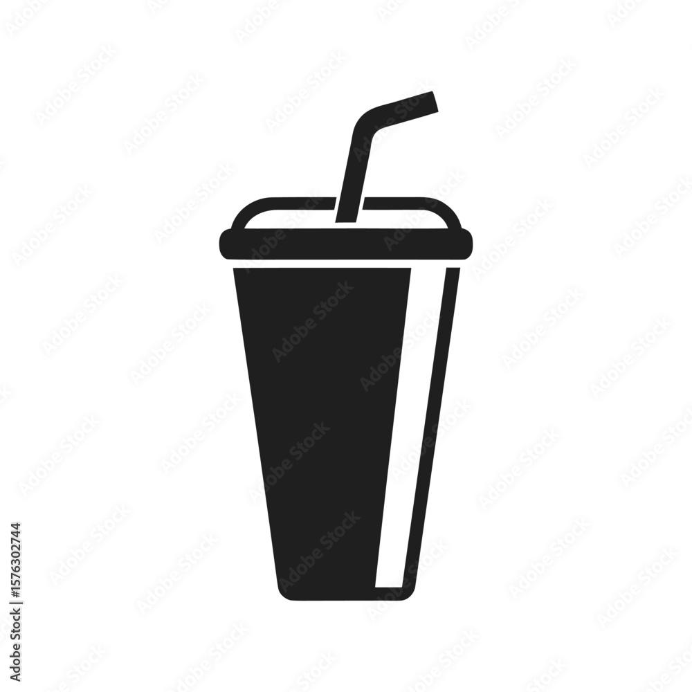 Glass of cola soda drink with straw and ice vector illustration Glass of cola soda drink with straw and ice vector illustration