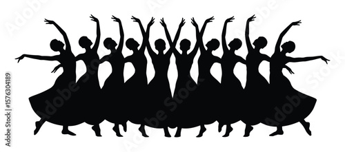 Dancing Women Silhouette Icons Vector Set Illustration - Modern Performance and Celebration Collection for Event, Party, and Artistic Design Elements
